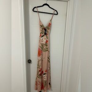 Floral pink maxi dress. 
Brand: Lulus